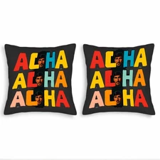 Set of 2 Decorative Throw Pillow Covers 18x18in - Bold ' ACHA ' Pattern 