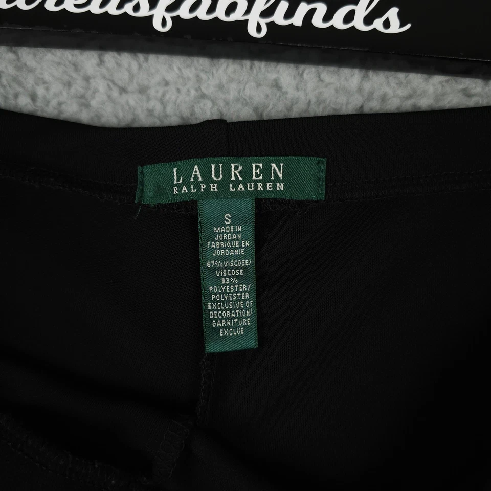 Lauren Ralph Lauren Pants Women Small Black Slinky Knit Wide Leg Pull On Stretch - Image 3 of 4