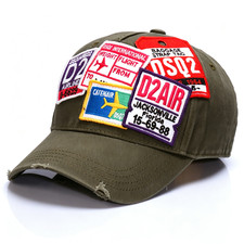 Vintage Distressed Cotton Baseball Cap Multi Airline Patch Adjustable DSQ-D2 Hat