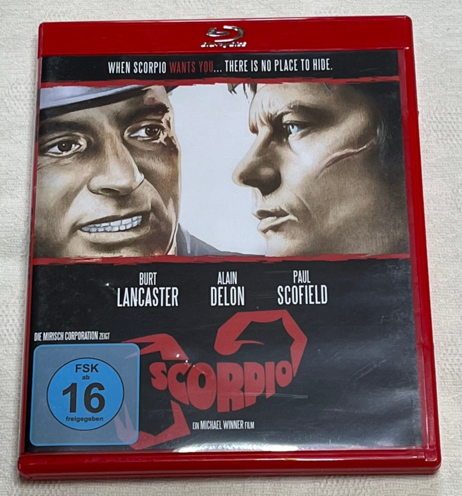 SCORPIO :  Burt Lancaster, Alain Delon German Import  BLU RAY - In Vgc