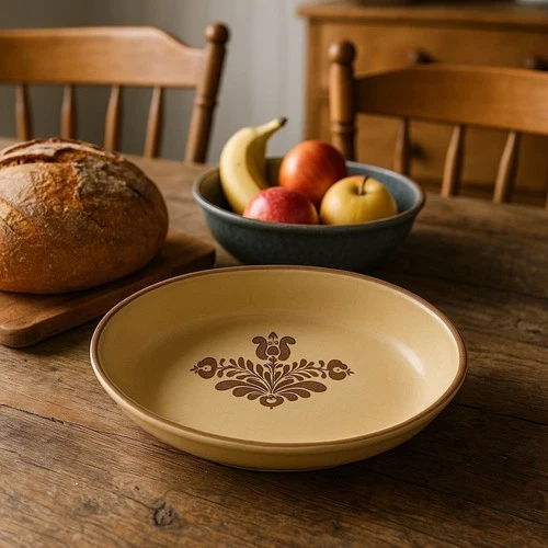 Vintage Pfaltzgraff Yorktowne Oval Vegetable Serving Dish Brown Folk Art #240