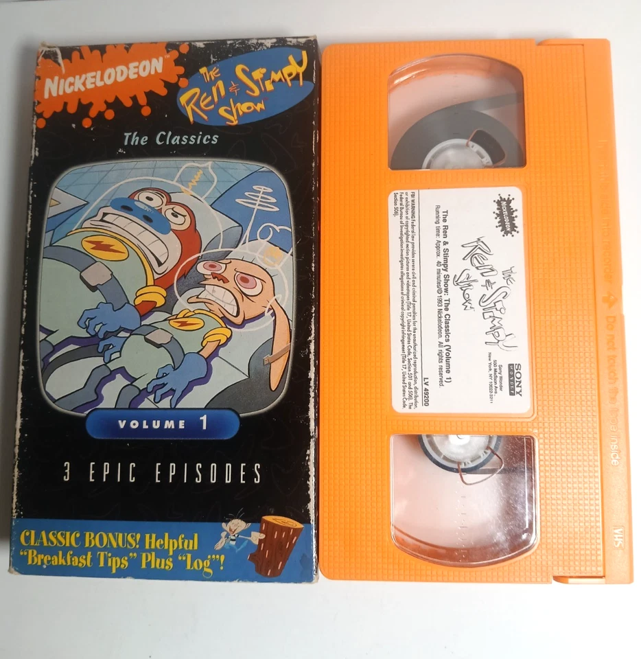 (3) Редкий 1993 The Ren & Stimpy Show том 1-3 Sony Wonder! Видеокассеты Nickelodeon - Изображение 3 из 4