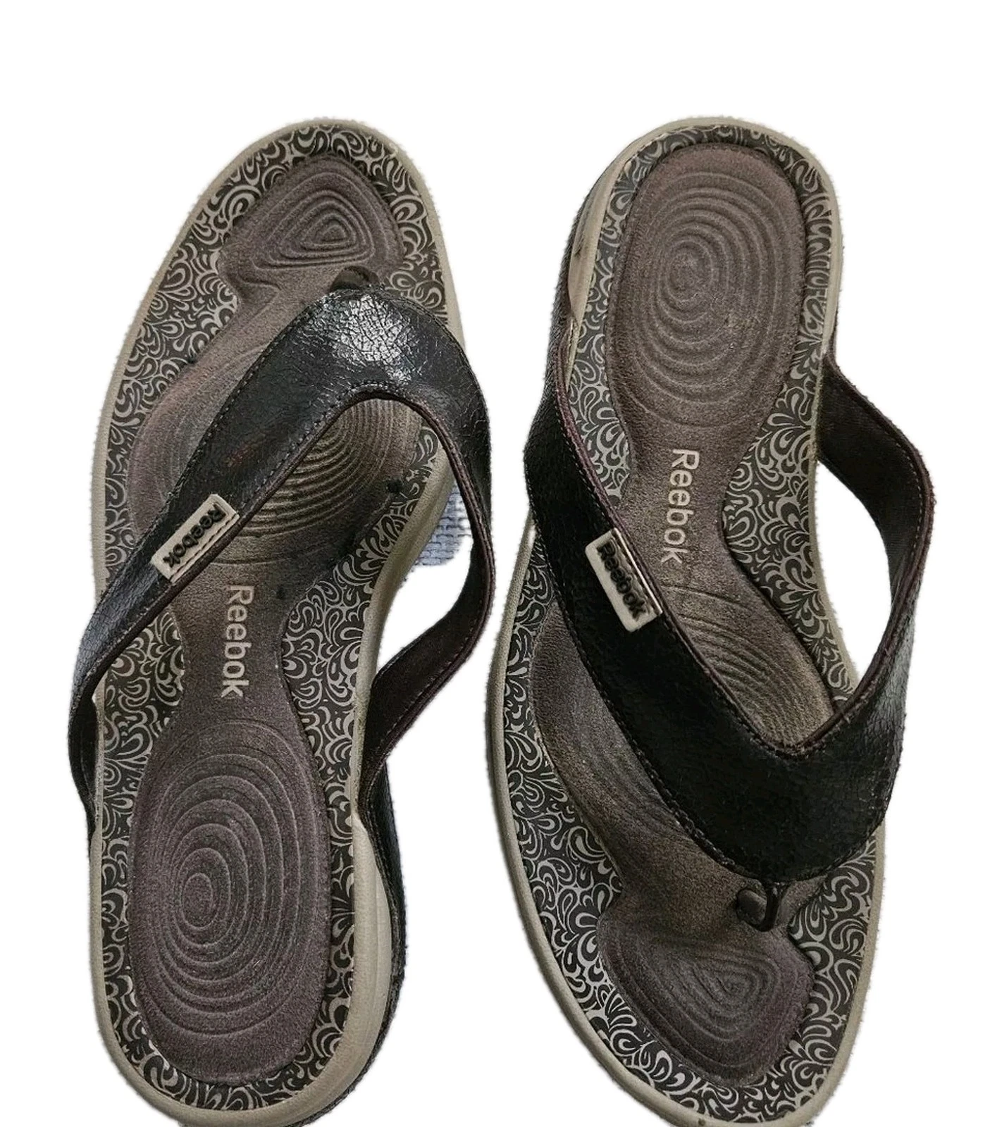 Infradito donna Reebok "Easy Tone" taglia 9 sandali marroni spiaggia estate ottime condizioni