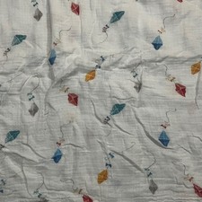 Lulujo Baby Muslin Swaddle Blanket White Kite Print Cotton 40x42 Breathable Wrap