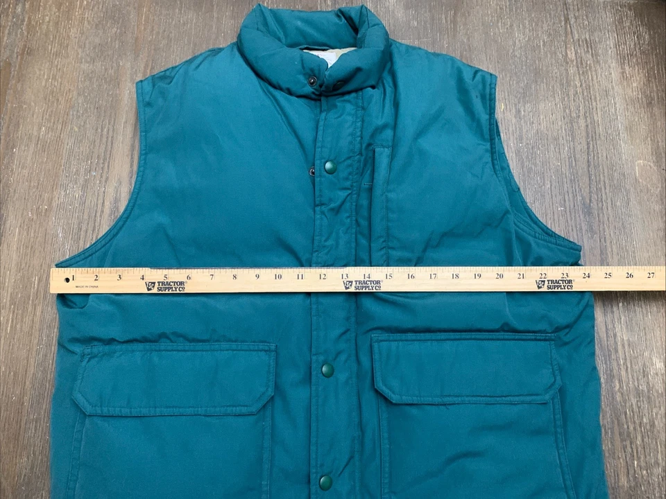 Vintage Orvis Puffer Vest Mens XL Green Goose Down Snap Zip Vintage 80s Outdoors - Image 3 of 4
