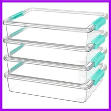 4 Pack 6 Qt Plastic Storage Bins with Lids, Clear Sensory Bins Stackable Co...
