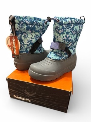 Northside Frosty Polar Girls Size 3 Winter Snow Boots, Aqua/Lilac, Reflective