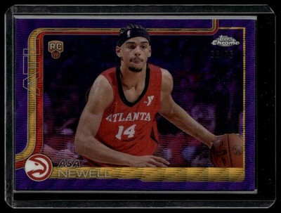 2025-26 Topps Chrome Asa Newell Purple Wave Refractor Atlanta Hawks #/75