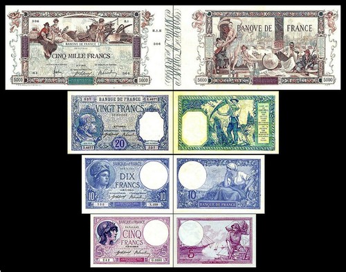 2x 5, 10, 20, 5000 Francs - Édition 1916 - 1937 - Reproduction - 14 - Photo 1 sur 7