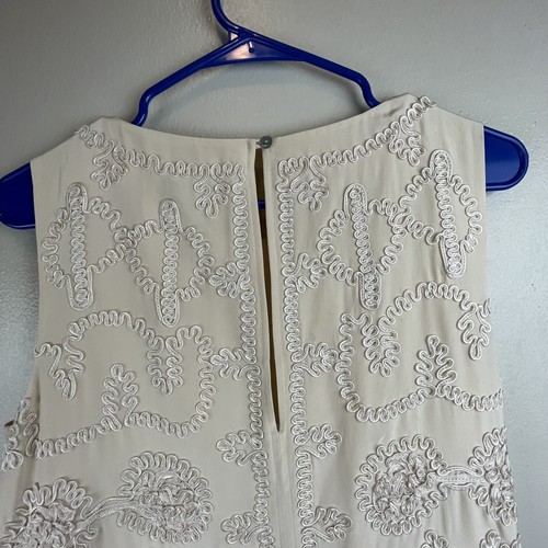 BCBG Maxazria Runway Women's XS Silk Vanilla Sleeveless Drop Waist Pockets - Picture 11 of 17
