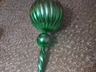 Vintage Green Silver Plastic Hanging Holiday Ornament 9-10" swirl Taiwan Xmas — photo 1