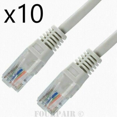 10 Pack Lot - 1.5ft 18'' CAT5e Ethernet Network LAN Router Patch Cable Cord White