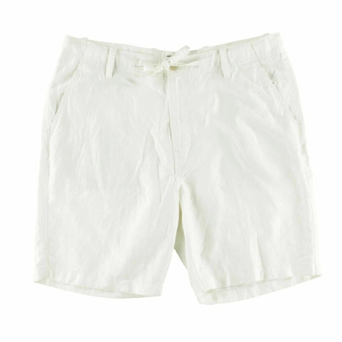 .Nautica Bright White Linen Blend Modern Fit Drawstring Shorts Size W36