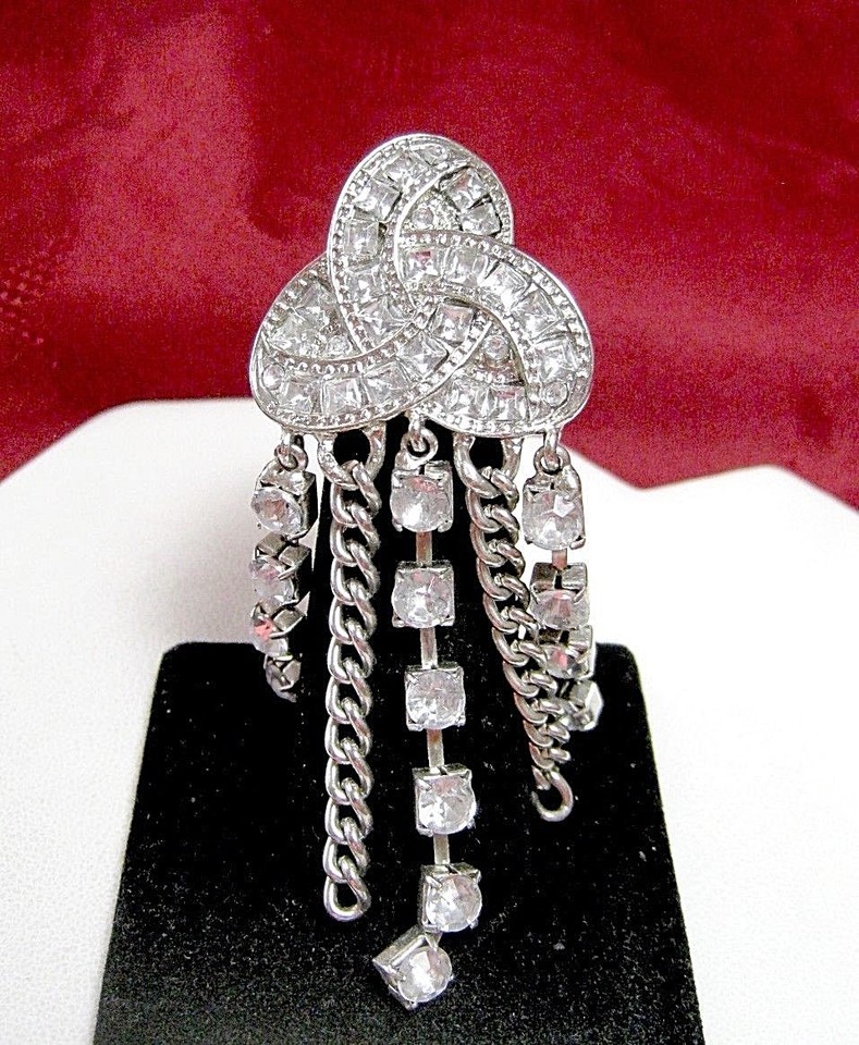 CHANDELIER COSTUME MULTI STONE SPARKLY CLEAR GEMS DANGLING STUDS