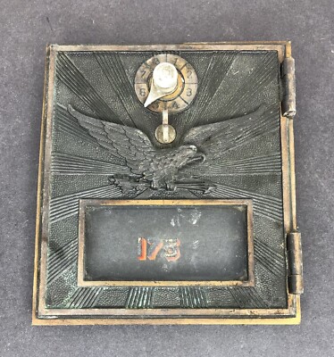 Antique U.S. Post Office Mail Box Door #175 Flying Eagle Combo Dial Needs repair