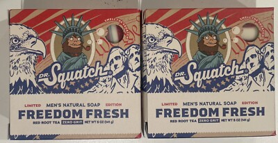 2 Bars Pair DR. Squatch Freedom Fresh Bar Soap Zero Grit 5oz LIMITED EDITION USA