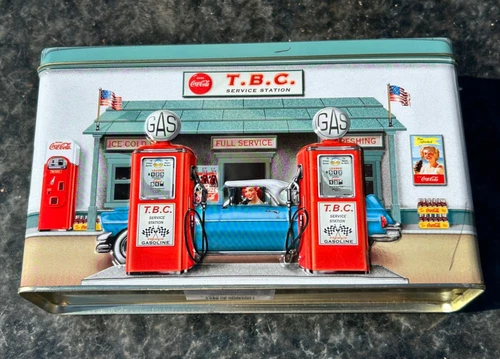 Coca Cola 3D Gas Station Tin, Embossed Coke Filling Station Memorabilia Vintage