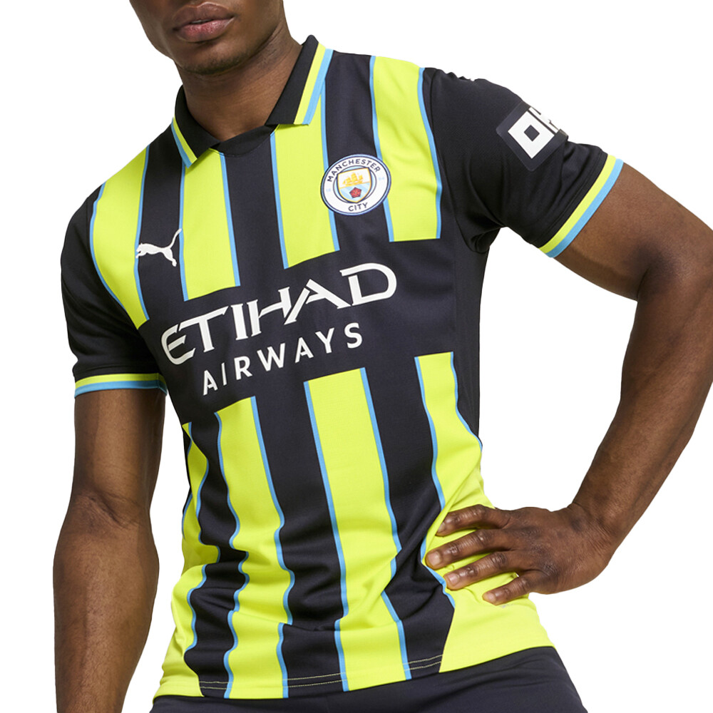 Мужская футболка с воротником-стойкой Puma Mcfc Away синего цвета 77508602