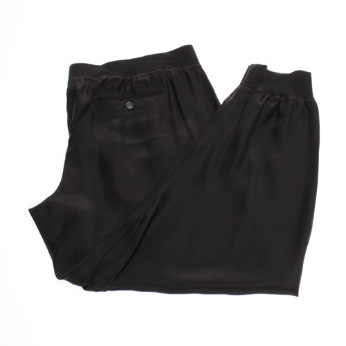 ATM NWT Dress Pants / Joggers Size XL US In Solid Black 100% Silk - Picture 2 of 12