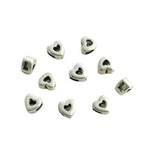 20 Antiqued Tibetan Silver 7mm Open Cutout Heart Rectangle Hole Spacer Beads
