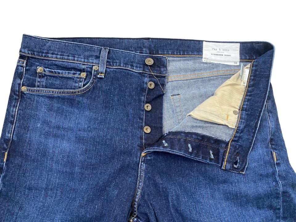 Men’s Rag & Bone Denim Jeans Standard Issue Slim Leg Button Fly 38 X 32.5 - Image 2 of 4
