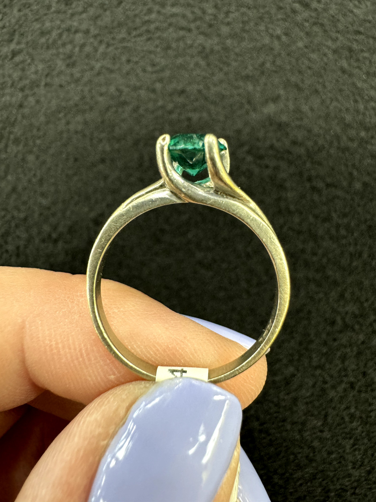 Simulated Emerald Solitaire Ring, 10k White Gold,… - image 14