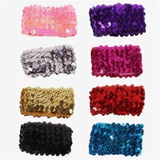 4X Women Bling Sequin Wristband Elastic Bracelet Stage Hand Wrist Strap Jewelry