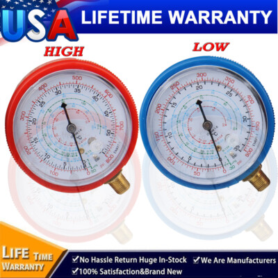 #ad #ad High amp; Low Pressure Gauge Set Pressure Gauge Air HVAC A C Refrigeration 1 8 Dial $17.59