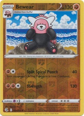BEWEAR 151/264 FUSION STRIKE POKEMON (REVERSE HOLO, NM)