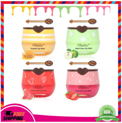 4PCS Bee Lip Mask Set   Honey, Strawberry, Watermelon, Apple Lime Balm