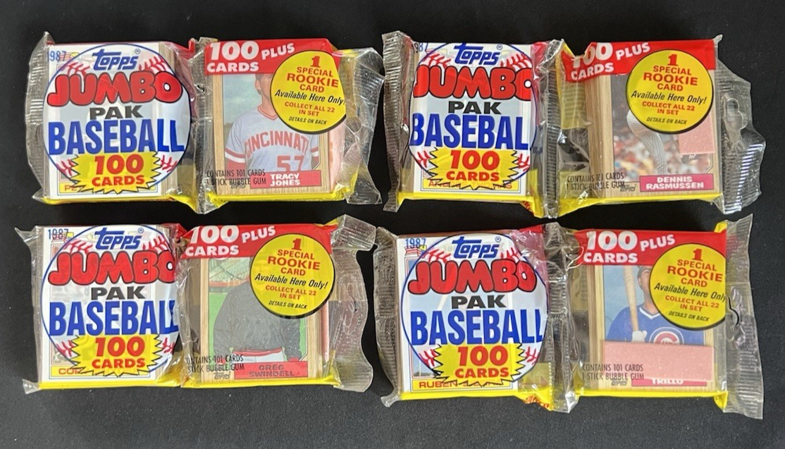 1987 Topps Baseball Jumbo Pack Lot of 4 Featuring Canseco Bonds McGwire Bo Jackson Rookies