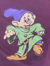 Vintage T Shirt 90s XL - Disney Snow White Dopey Distressed Purple Single Stitch