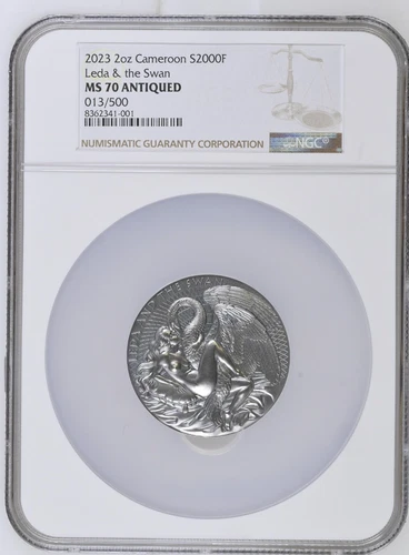 Leda and the Swan Celestial Beauty  Silver Coin Cameroon 2023/NGC MS70