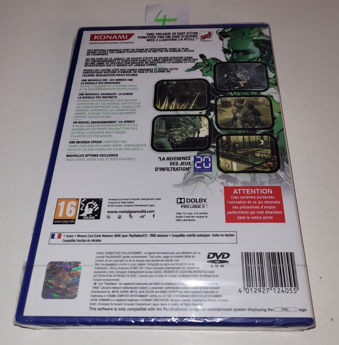 Metal Gear Solid 3 : Snake Eater – PS2 – Neuf Sous Blister – Sony