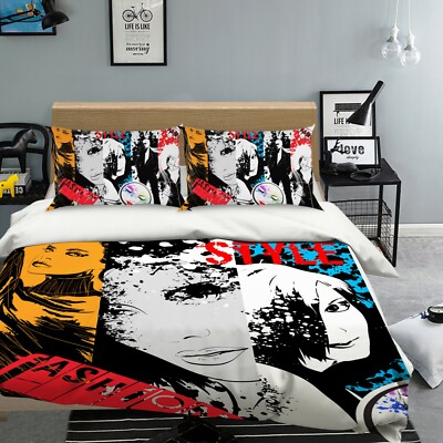 3D Fashion Style NAO655 Bed Pillowcases Quilt Duvet Cover Set Queen King Fay