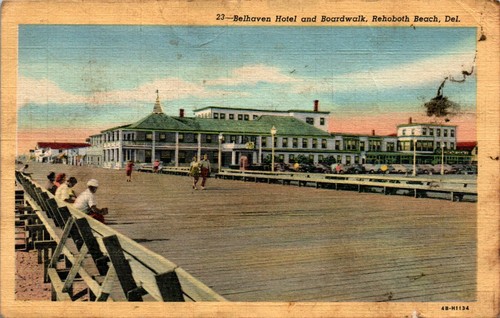 Bellhaven Hotel, Boardwalk, Rehoboth Beach, Delaware DE 1947 Postcard