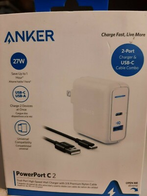 Anker PowerPort Dual USB 27W Wall Charger Charging Power Adapter