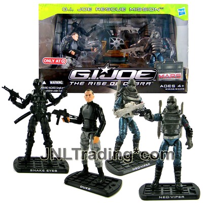 Yr 2009 GI JOE Rise of Cobra Set RESCUE MISSION (SNAKE EYES, DUKE, 2 NEO-VIPERS)