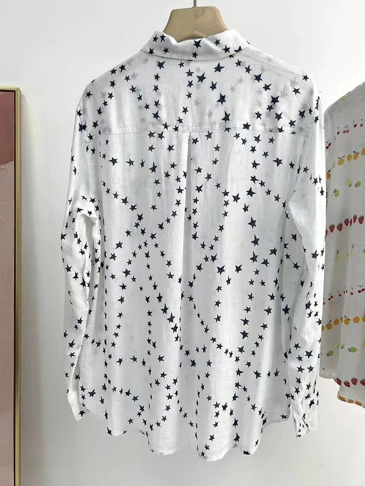 NWOT Rails Women's Charli Shirt Navy Star Chain Casual Lightweight - Imagem 2 de 4