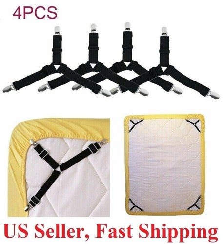 Bed Suspender Straps Mattress Fastener Holder Triangle Grippers Sheet Clips - Picture 2 of 2