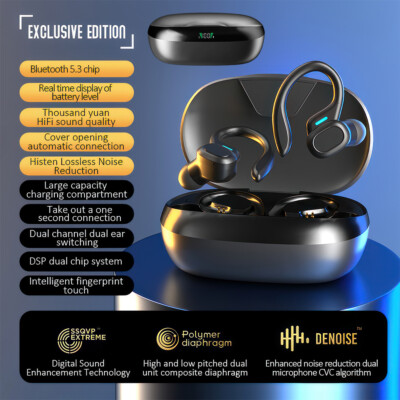 Bluetooth 5.3 Wireless TWS Earbuds Over Ear Earhooks Sport Sweatproof Headphones