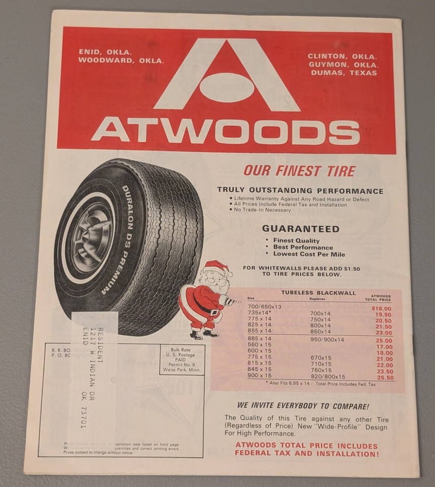 1971 Atwoods Christmas Catalog 1970's Vtg Oklahoma Texas Toys Santa