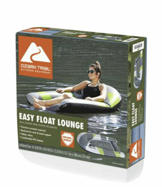 Ozark Trail Easy Float Lounge Swimming Inflatable Raft Backrest Chair