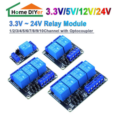 1/2/3/4/5/6/7~10-Kanal 3.3V ~24V Relais Modul mit Optokoppler (High/Low Trigger)