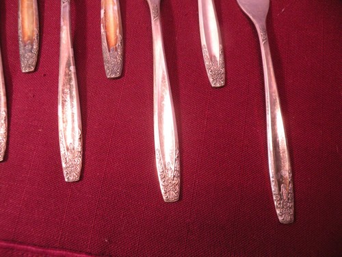 Set Of 12 Vintage Eberle Silverplate Salad Forks Pattern 1215 6 1/2" - Picture 5 of 8