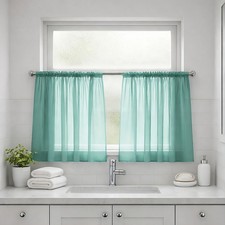 Voile Cafe Curtain Panels (Pair) Lucy Slot Top & Tab Top Plain Curtains
