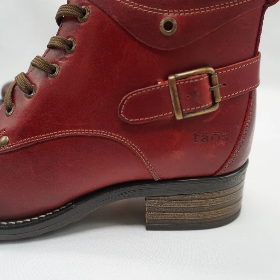 Botas clásicas de cuero rojas Taos Crave 42W forro de piel 11-11,5 de ancho Foto 3 de 4