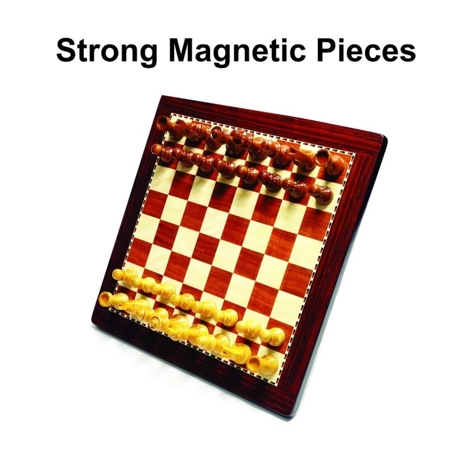 Indian Wooden Flat Chess Board 12"x12" Inch with magnetic chess pieces set - Image 4 of 4