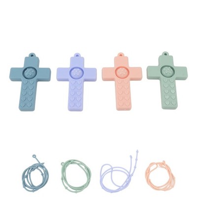 4x Baby Teether Cross Silicone Teething Relief Odorless Colorful Infant Chew SET