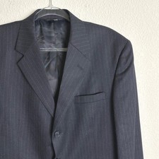 Jos A Bank Executive Collection Navy Pinstripe Wool Cashmere Blazer Jacket 42S
